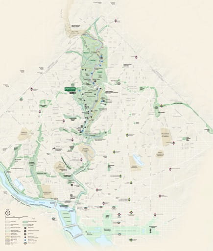 Official visitor map of Rock Creek Park in District of Columbia. Published by the National Park Service (NPS).