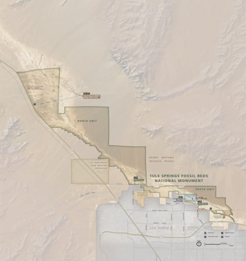 Official Visitor Map of Tule Springs Fossil Beds National Monument (NM) in Nevada. Published by the National Park Service (NPS).