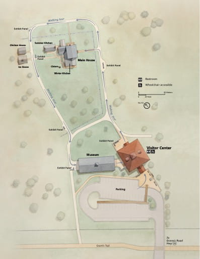 Official Visitor Map of Ulysses S. Grant National Historic Site (NHS) in Missouri. Published by the National Park Service (NPS).