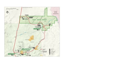 Official visitor map of Wupatki National Monument (NM) in Arizona. Published by the National Park Service (NPS).