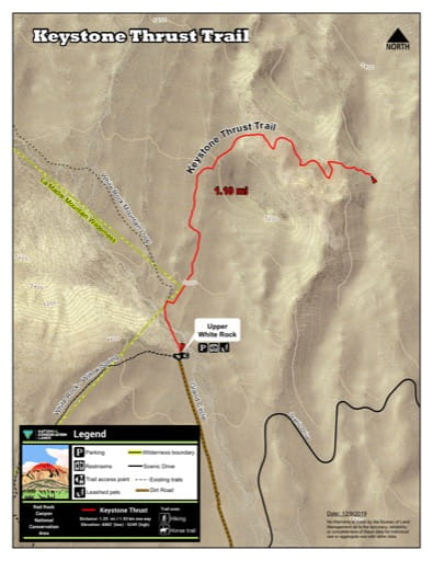 Map of Keystone Thrust Trail at Red Rock Canyon National Conservation Area (NCA) in Nevada. Published by the Bureau of Land Management (BLM).