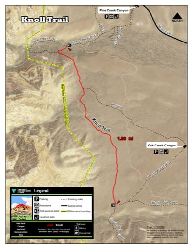Map of Knoll Trail at Red Rock Canyon National Conservation Area (NCA) in Nevada. Published by the Bureau of Land Management (BLM).