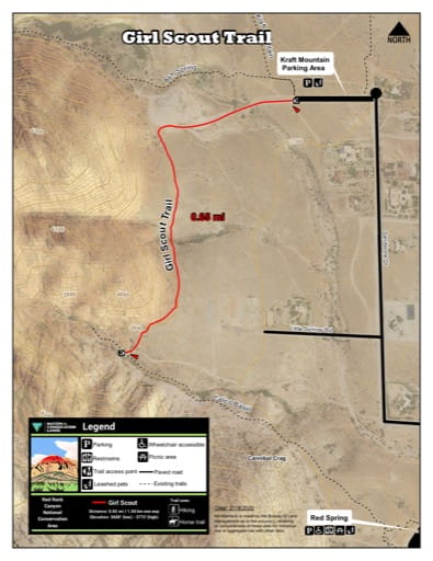 Map of Girl Scout Trail at Red Rock Canyon National Conservation Area (NCA) in Nevada. Published by the Bureau of Land Management (BLM).
