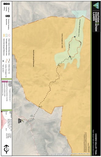 Map of Hidden Valley Trail in the Sloan Canyon National Conservation Area (NCA) in Nevada. Published by the Bureau of Land Management (BLM).