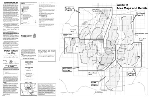 Motor Vehicle Use Map (MVUM) of the Austin & Tonopah area in Humboldt-Toiyabe National Forest (NF) in Nevada. Published by the U.S. Forest Service (USFS).