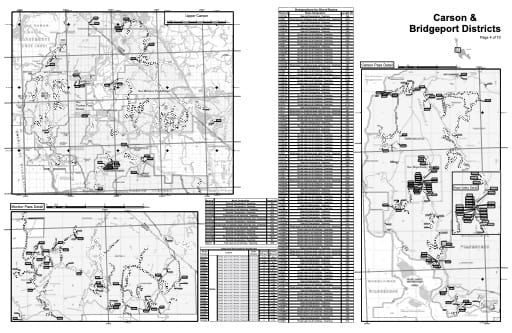 Motor Vehicle Use Map (MVUM) of the Upper Carson area in Humboldt-Toiyabe National Forest (NF) in Nevada. Published by the U.S. Forest Service (USFS).