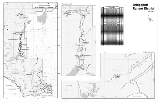Motor Vehicle Use Map (MVUM) of the Hoover Canyons area in Humboldt-Toiyabe National Forest (NF) in Nevada. Published by the U.S. Forest Service (USFS).