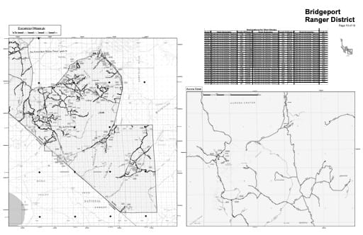 Motor Vehicle Use Map (MVUM) of the Excelsior/Wassuk area in Humboldt-Toiyabe National Forest (NF) in Nevada. Published by the U.S. Forest Service (USFS).