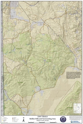 Off-Highway Vehicle (OHV) Trails Map of Buffalo Hills and Surrounding Area in Nevada. Published by Nevada Off-Highway Vehicles Program.