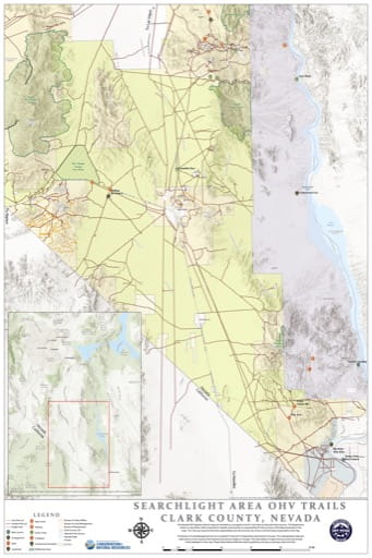 Off-Highway Vehicle (OHV) Trails Map of Southern Clark County in Nevada. Published by Nevada Off-Highway Vehicles Program.
