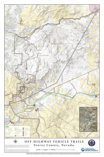 Off-Highway Vehicle (OHV) Trails Map of Storey County in Nevada. Published by Nevada Off-Highway Vehicles Program.