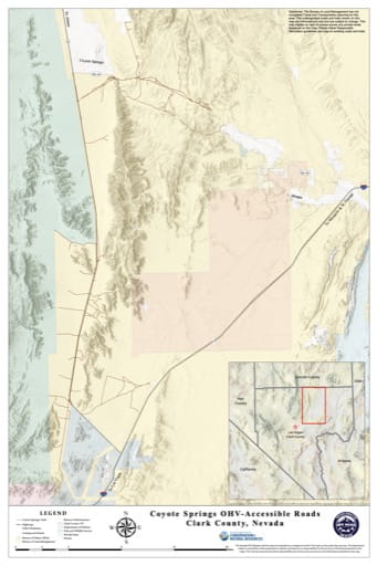 Off-Highway Vehicle (OHV) Trails Map of Coyote Springs in Nevada. Published by Nevada Off-Highway Vehicles Program.