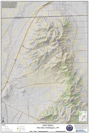 Off-Highway Vehicle (OHV) Trails Map of Dun Glen in Nevada. Published by Nevada Off-Highway Vehicles Program.