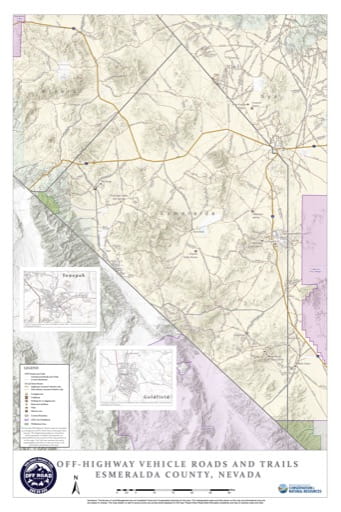 Off-Highway Vehicle (OHV) Trails Map of Esmeralda County in Nevada. Published by Nevada Off-Highway Vehicles Program.