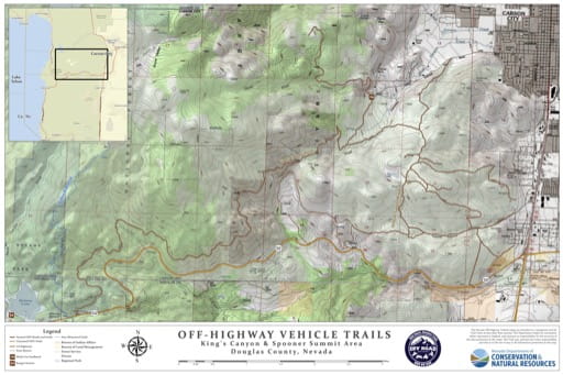 Off-Highway Vehicle (OHV) Trails Map of King's Canyon and Spooner Summit Area in Nevada. Published by Nevada Off-Highway Vehicles Program.
