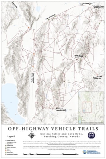 Off-Highway Vehicle (OHV) Trails Map of Kingsbury-Stinger & Genoa Peak in Nevada. Published by Nevada Off-Highway Vehicles Program.