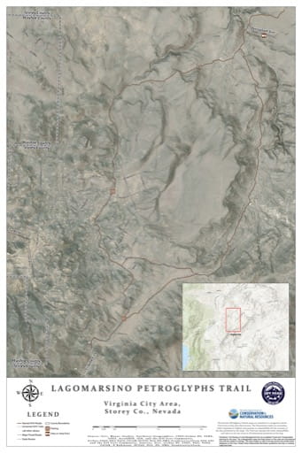 Off-Highway Vehicle (OHV) Trails Map of Lagomarsino Petroglyphs in Nevada. Published by Nevada Off-Highway Vehicles Program.