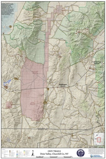 Off-Highway Vehicle (OHV) Trails Map of Dixie Valley in Nevada. Published by Nevada Off-Highway Vehicles Program.
