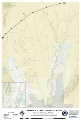 Off-Highway Vehicle (OHV) Trails Map of Mormon Mesa in Nevada. Published by Nevada Off-Highway Vehicles Program.