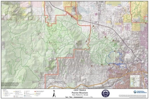 Off-Highway Vehicle (OHV) Trails of Peavine Mountain in Nevada. Published by Nevada Off-Highway Vehicles Program.