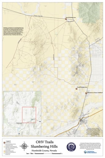 Off-Highway Vehicle (OHV) Trails Map of Slumbering Hills in Nevada. Published by Nevada Off-Highway Vehicles Program.