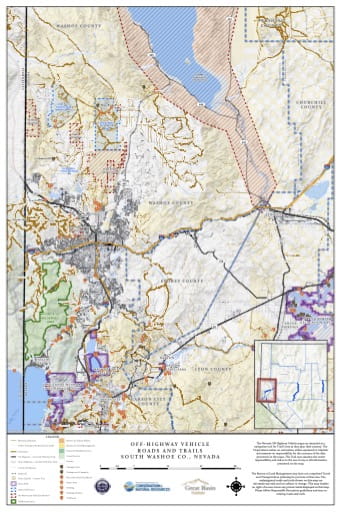 Off-Highway Vehicle (OHV) Trails Map of South Washoe County in Nevada. Published by Nevada Off-Highway Vehicles Program.