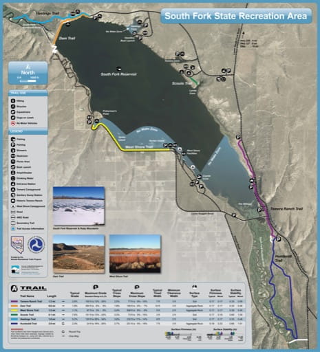 Recreation Map of South Fork State Recreation Area (SRA) in Nevada. Published by Nevada State Parks.
