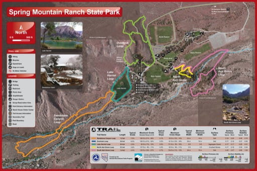 Recreation Map of Spring Mountain Ranch State Park (SP) in Nevada. Published by Nevada State Parks.