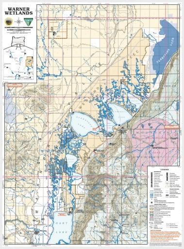 Recreation Map of Warner Wetlands Wilderness in Oregon. Published by the Bureau of Land Management (BLM).