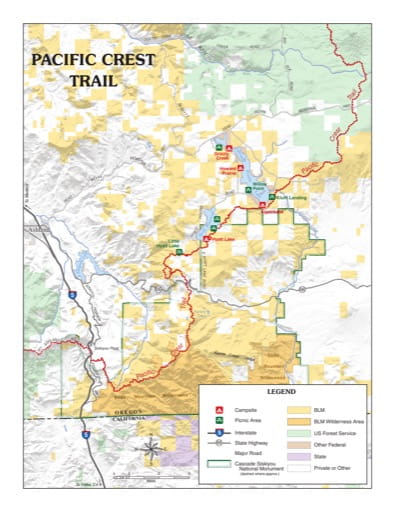 map of Cascade-Siskiyou - Pacific Crest Trail