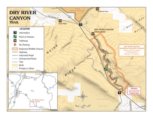map of Dry River Canyon - Trail Map