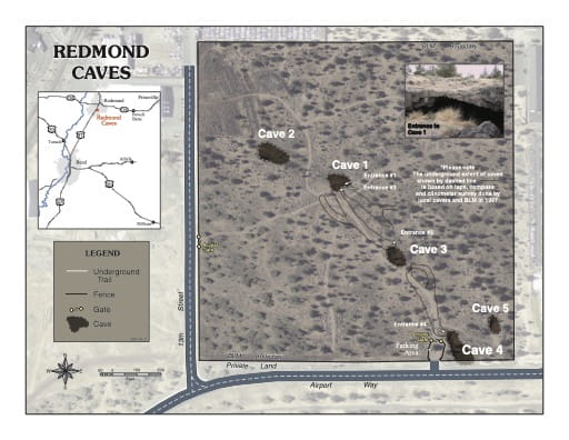 map of Redmond Caves - Visitor Map