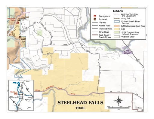 map of Deschutes River - Steelhead Falls Trail