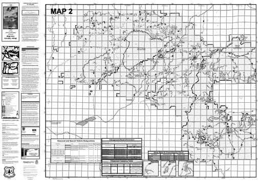 Map 2 of the Motor Vehicle Use Map (MVUM) of Ochoco National Forest (NF) in Oregon. Published by the U.S. Forest Service (USFS).