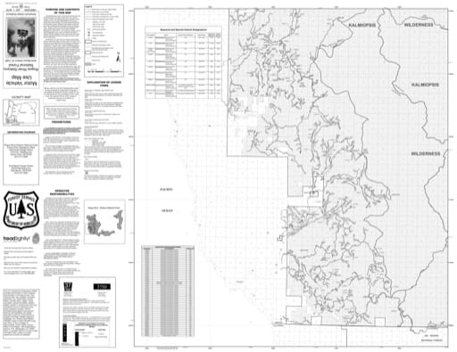 Motor Vehicle Use Map (MVUM) of the southern part of Gold Beach Ranger District (RD) in Rogue River-Siskiyou National Forest (NF) in Oregon. Published by the U.S. Forest Service (USFS).