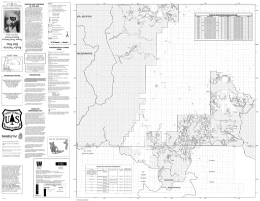 Motor Vehicle Use Map (MVUM) of the southern part of Wild Rivers Ranger District (RD) in Rogue River-Siskiyou National Forest (NF) in Oregon and California. Published by the U.S. Forest Service (USFS).