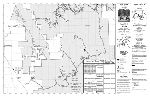 Motor Vehicle Use Map (MVUM) of Walla Walla Ranger District in Umatilla National Forest (NF) in Oregon. Published by the U.S. Forest Service (USFS).