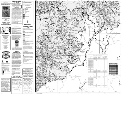 Motor Vehicle Use Map (MVUM) of the Eastern part of Tiller Ranger District (RD) in Umpqua National Forest (NF) in Oregon. Published by the U.S. Forest Service (USFS).