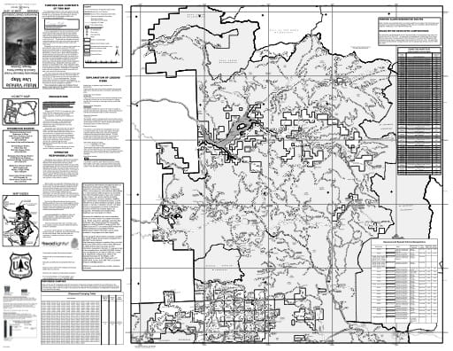 Motor Vehicle Use Map (MVUM) of the Detroit Ranger District in Willamette National Forest (NF) in Oregon. Published by the U.S. Forest Service (USFS).
