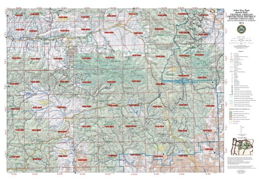Map of John Day East South Half in the Central Oregon Protection District. Published by the Oregon Department of Forestry.
