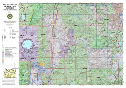 Map of Sand Creek in the Klamath-Lake Protection District in Oregon. Published by the Oregon Department of Forestry.
