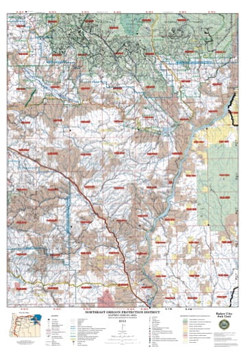 Map of the Baker City Sub Unit of the Northeast Oregon Protection District. Published by the Oregon Department of Forestry.