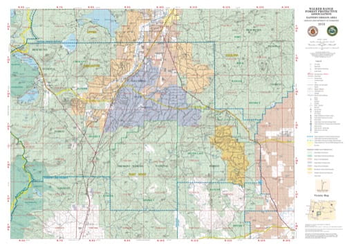 Map of the Walker Range Forest Protective Association area in Eastern Oregon. Published by the Oregon Department of Forestry.