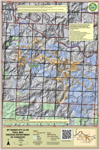 Map of Off-Highway Vehicle (OHV) trails at the Mt. Baber ATV Club area near Eddyville in Oregon. Published by the Oregon Department of Forestry.