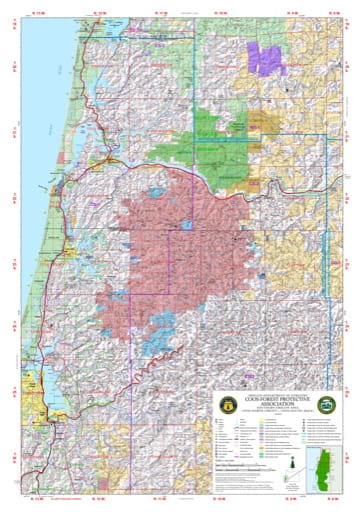 Map of Coos North in the Coos Forest Protective Association area in Oregon. Published by the Oregon Department of Forestry.