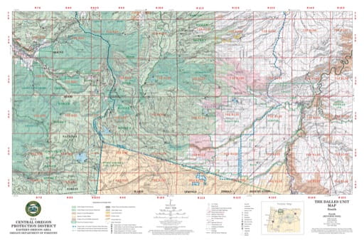 Map of The Dalles South in the Central Oregon Protection District. Published by the Oregon Department of Forestry.