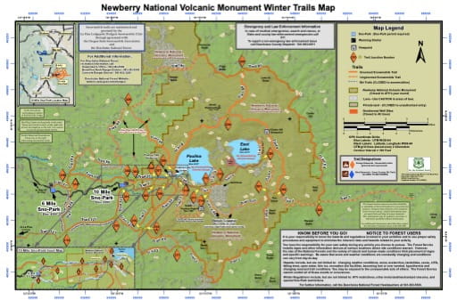 map of Newberry National Volcanic Monument - Winter Trails