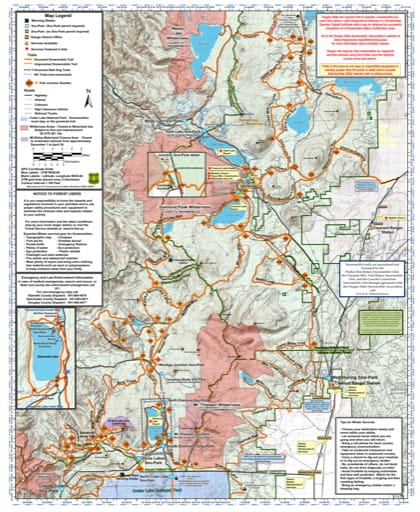 Snowmobile Trails Map of Walker Rim Riders Snomo Club in Deschutes National Forest (NF) in Crescent/South Central Oregon. Published by the U.S. Forest Service (USFS).