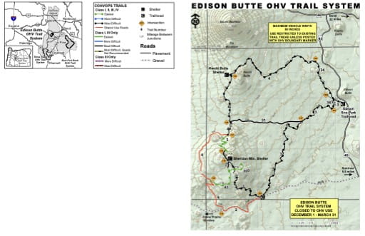 map of Deschutes NF - Edison Butte OHV Trails