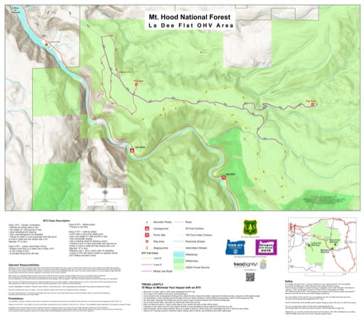 Map of La Dee Flat Off-Highway Vehicle (OHV) area in Mount Hood National Forest (NF) in Oregon. Published by the U.S. Forest Service (USFS).